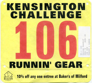 The official #106 Bib for the Kensington Challenge.